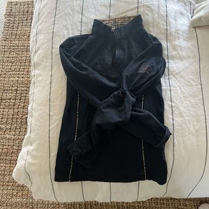 Vintage-Inspired Black Long Sleeve Quarter-Zip Tee